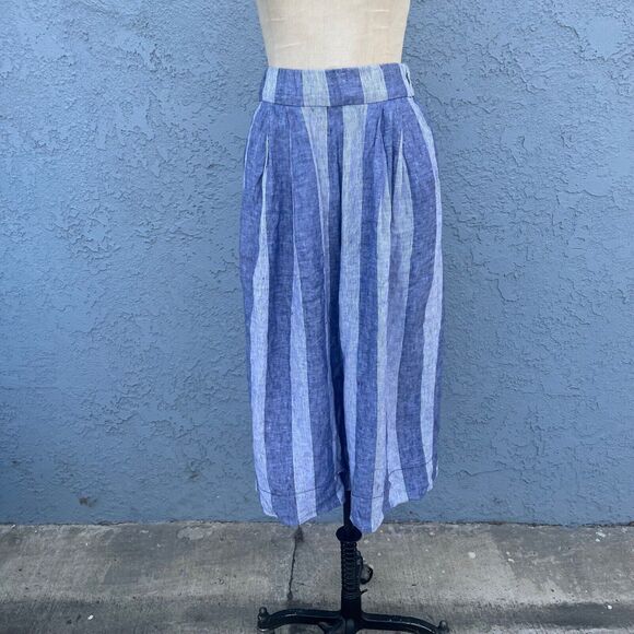 Gap Womens Linen Wide Leg Pants Size Small Striped Nautical culottes - Picture 6 of 14